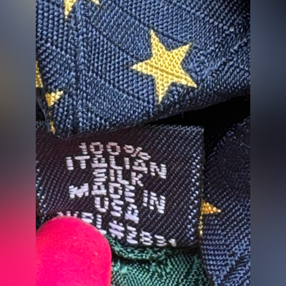 Tommy Hilfiger Yellow and Blue elephant Checkered silk Tie - Picture 6 of 6